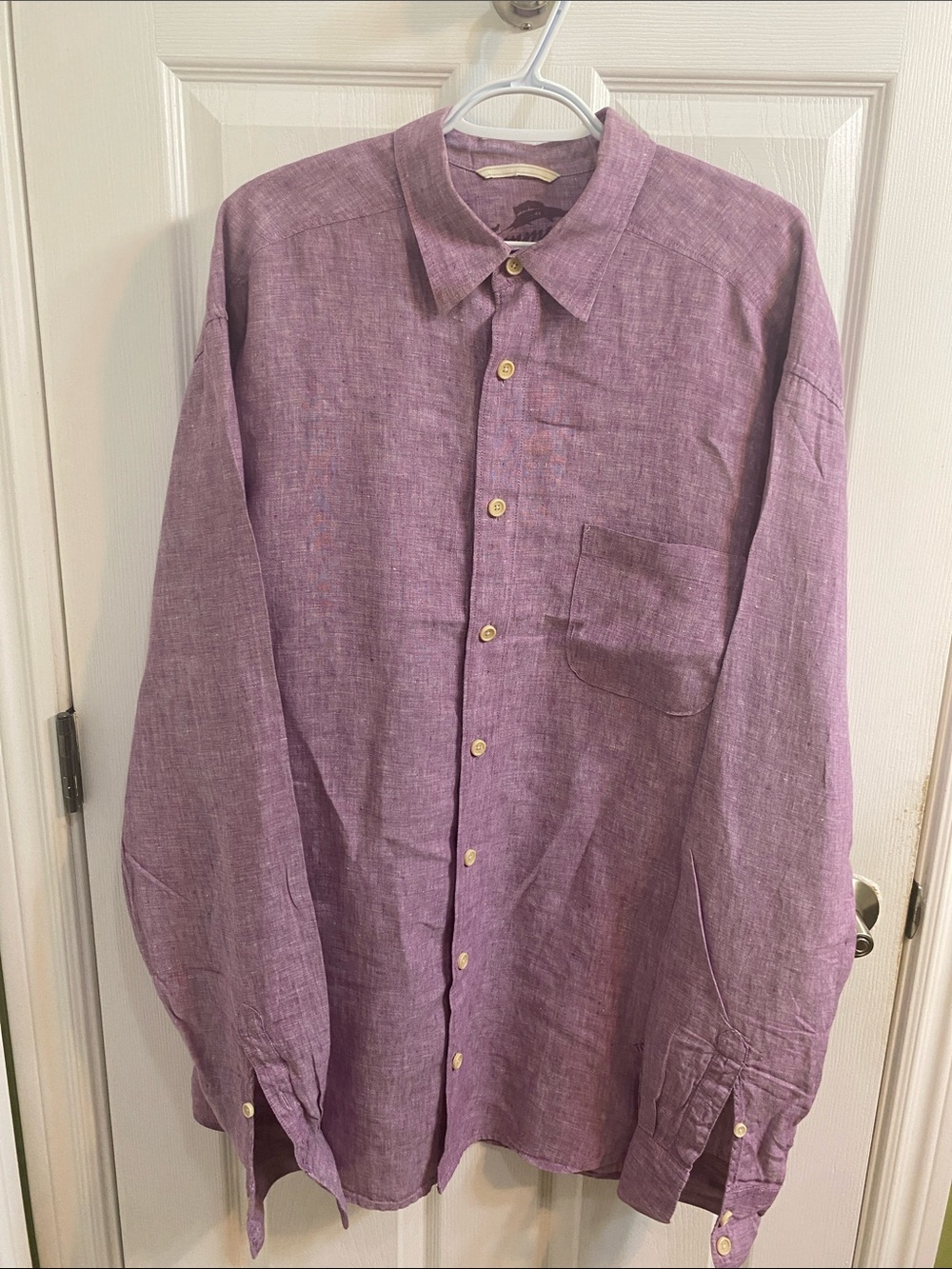 Tommy Bahama Linen Shirt Lavender Purple Long Sleeve Button Relax Large Tall